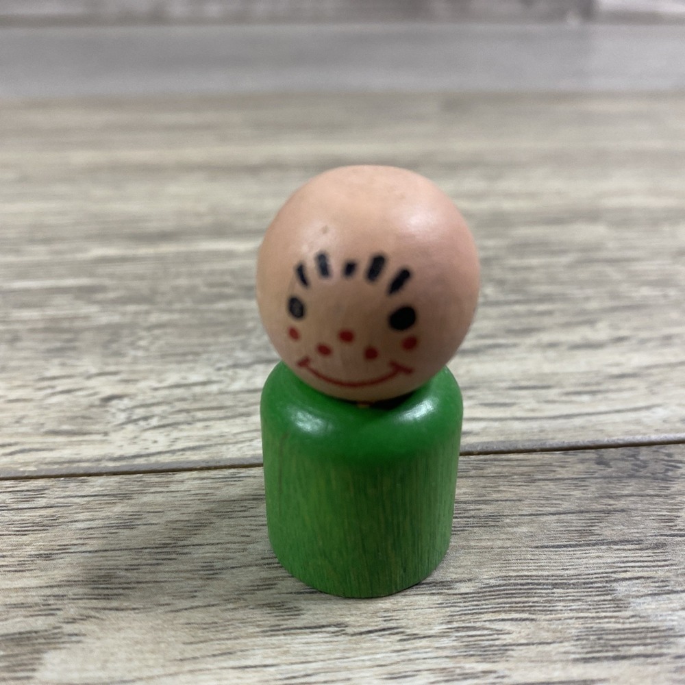 1960s VINTAGE Fisher Price Little People Figure Wood Boy For Ferris Wheel #969